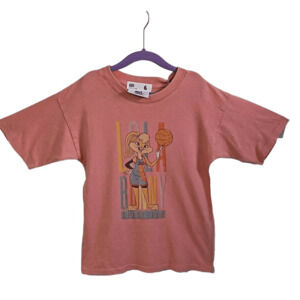 CottonOn Girls 6 Space Jam Short Sleeve Tee Shirt Pink Lola Bunny Basketball New